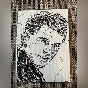 Jonathan Bailey as Fiyero Wicked Black and White Line Art Portrait 5x7 original